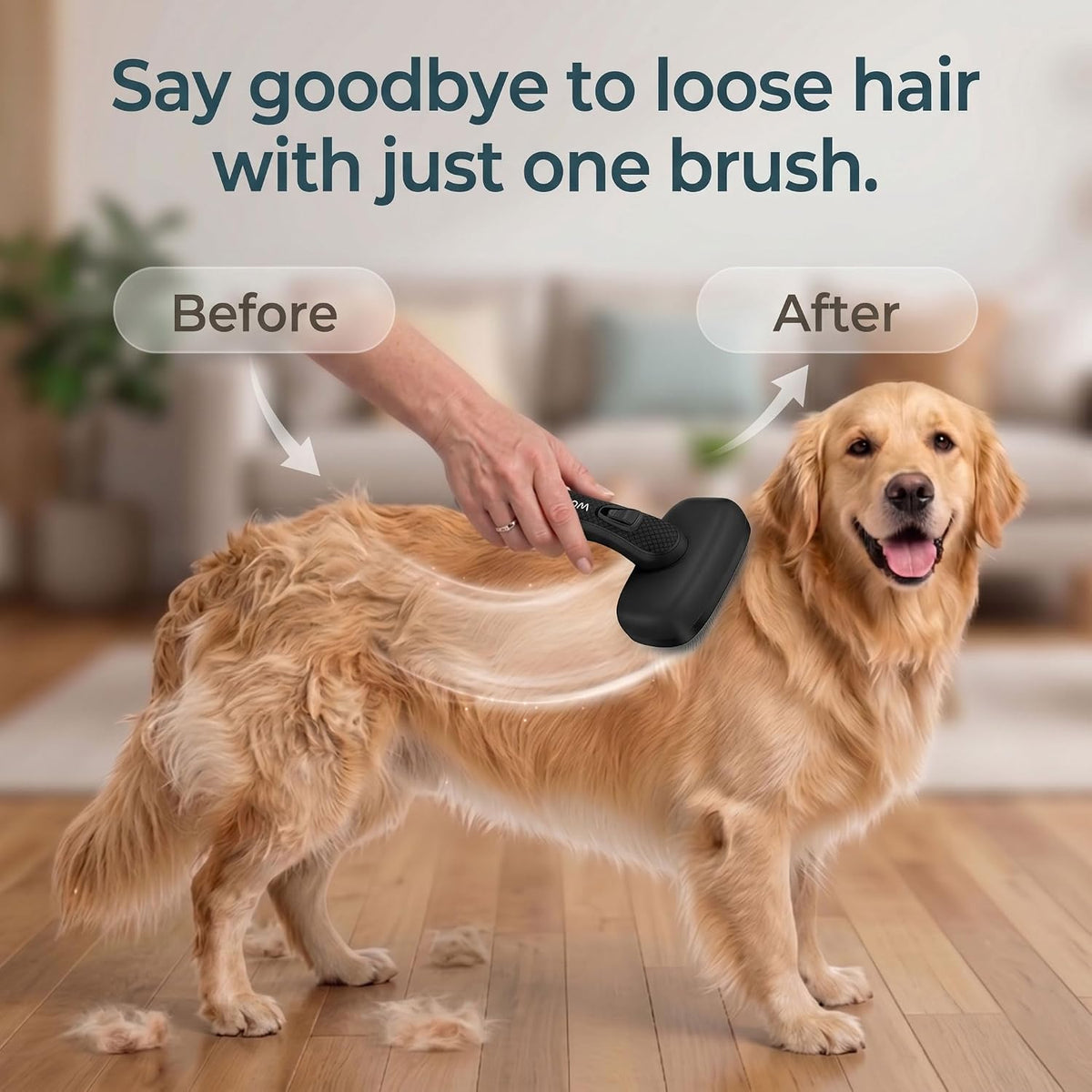 Self Cleaning Slicker Brush for Dog and Cat Shedding | Skin Friendly Deshedding Brush for Short or Long Haired Dogs & Cats, One-Click Retractable for Easy Cleaning Flying Hair