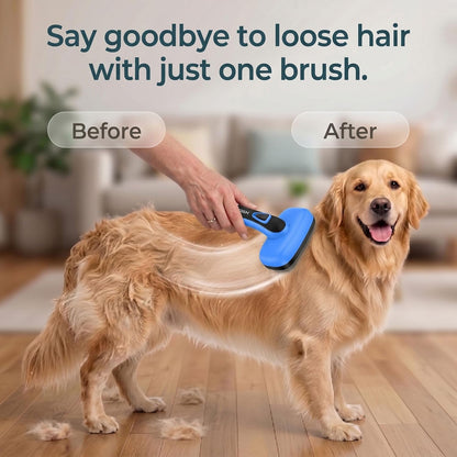 Self Cleaning Slicker Brush for Dog and Cat Shedding | Skin Friendly Deshedding Brush for Short or Long Haired Dogs & Cats, One-Click Retractable for Easy Cleaning Flying Hair
