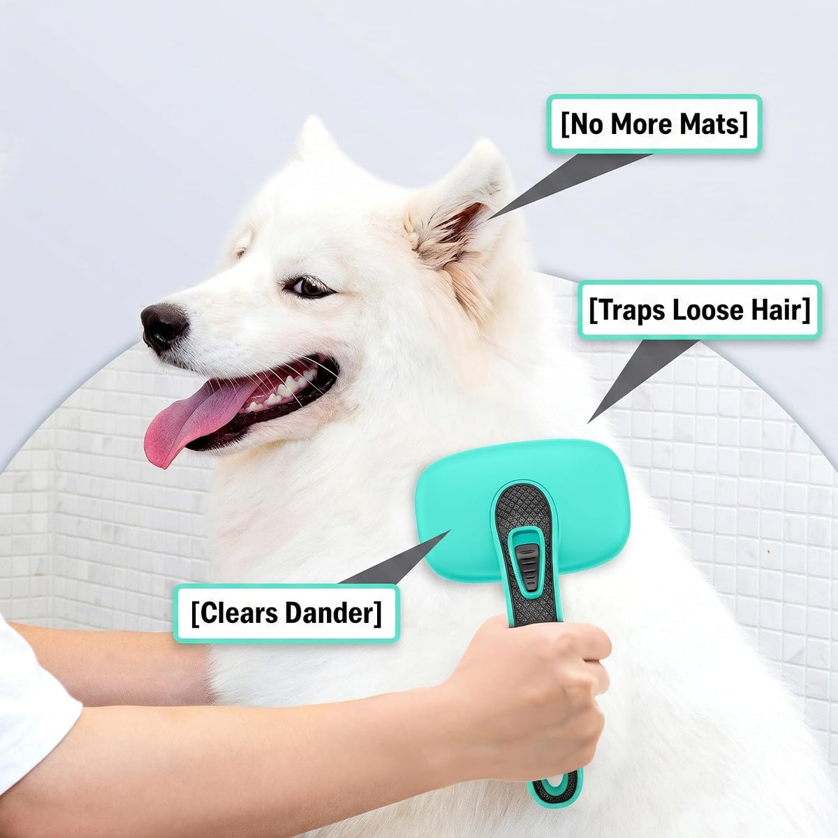 Self Cleaning Slicker Brush for Dog and Cat Shedding | Skin Friendly Deshedding Brush for Short or Long Haired Dogs & Cats, One-Click Retractable for Easy Cleaning Flying Hair