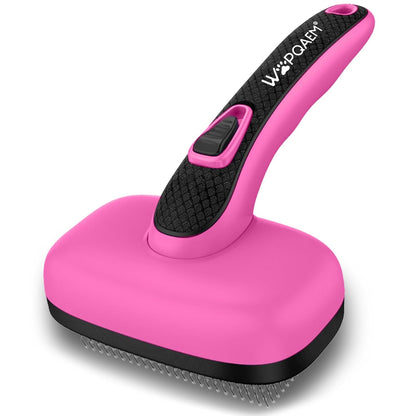 Self Cleaning Slicker Brush for Dog and Cat Shedding | Skin Friendly Deshedding Brush for Short or Long Haired Dogs & Cats, One-Click Retractable for Easy Cleaning Flying Hair