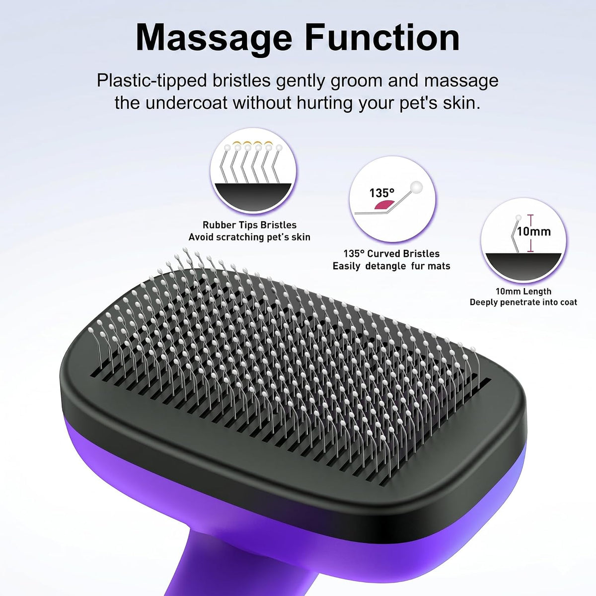 Self Cleaning Slicker Brush for Dog and Cat Shedding | Skin Friendly Deshedding Brush for Short or Long Haired Dogs & Cats, One-Click Retractable for Easy Cleaning Flying Hair