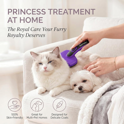 Self Cleaning Slicker Brush for Dog and Cat Shedding | Skin Friendly Deshedding Brush for Short or Long Haired Dogs & Cats, One-Click Retractable for Easy Cleaning Flying Hair