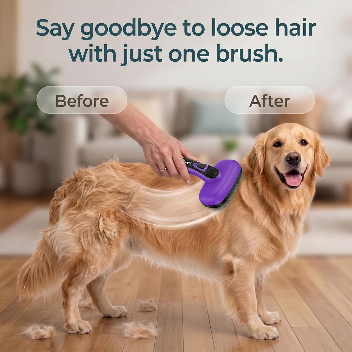 Self Cleaning Slicker Brush for Dog and Cat Shedding | Skin Friendly Deshedding Brush for Short or Long Haired Dogs & Cats, One-Click Retractable for Easy Cleaning Flying Hair