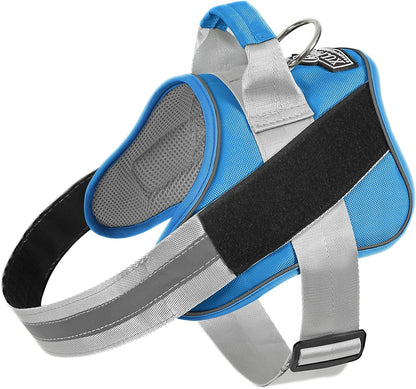 Dog Harness, No-Pull Reflective Dog Vest, Breathable Adjustable Pet Harness with Handle for Outdoor Walking - No More Pulling, Tugging or Choking (Blue, S)