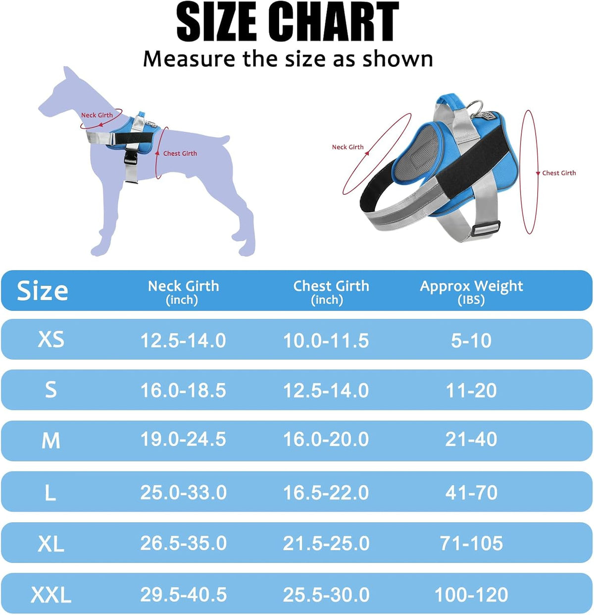 Dog Harness, No-Pull Reflective Dog Vest, Breathable Adjustable Pet Harness with Handle for Outdoor Walking - No More Pulling, Tugging or Choking (Blue, S)