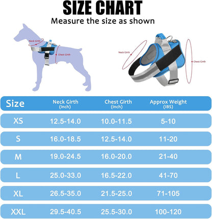 Dog Harness, No-Pull Reflective Dog Vest, Breathable Adjustable Pet Harness with Handle for Outdoor Walking - No More Pulling, Tugging or Choking (Blue, S)