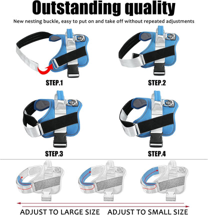 Dog Harness, No-Pull Reflective Dog Vest, Breathable Adjustable Pet Harness with Handle for Outdoor Walking - No More Pulling, Tugging or Choking (Blue, S)