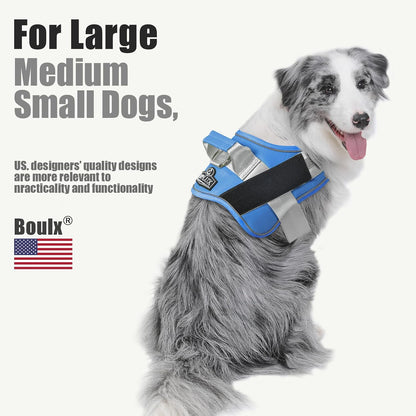 Dog Harness, No-Pull Reflective Dog Vest, Breathable Adjustable Pet Harness with Handle for Outdoor Walking - No More Pulling, Tugging or Choking (Blue, S)