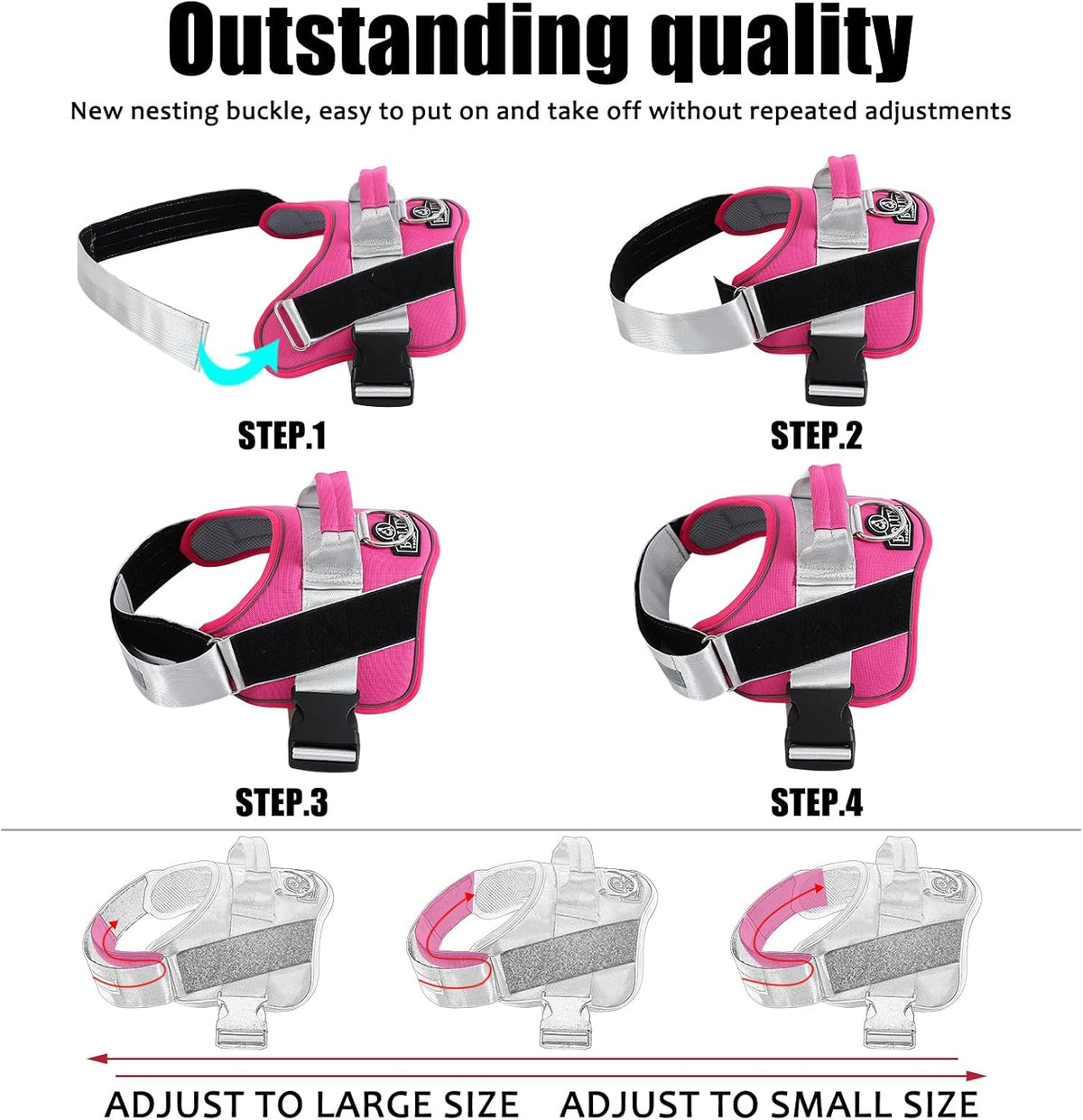 Dog Harness, No-Pull Reflective Dog Vest, Breathable Adjustable Pet Harness with Handle for Outdoor Walking - No More Pulling, Tugging or Choking (Blue, S)