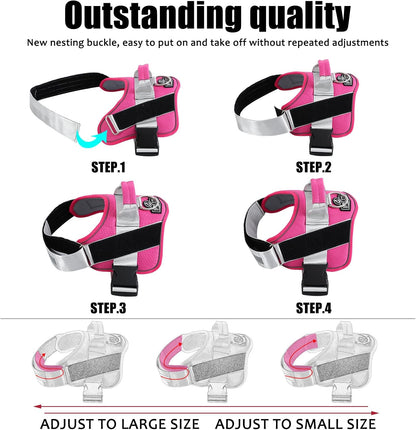 Dog Harness, No-Pull Reflective Dog Vest, Breathable Adjustable Pet Harness with Handle for Outdoor Walking - No More Pulling, Tugging or Choking (Blue, S)