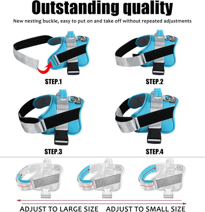 Dog Harness, No-Pull Reflective Dog Vest, Breathable Adjustable Pet Harness with Handle for Outdoor Walking - No More Pulling, Tugging or Choking (Blue, S)