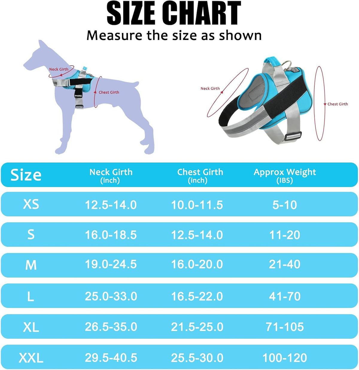 Dog Harness, No-Pull Reflective Dog Vest, Breathable Adjustable Pet Harness with Handle for Outdoor Walking - No More Pulling, Tugging or Choking (Blue, S)