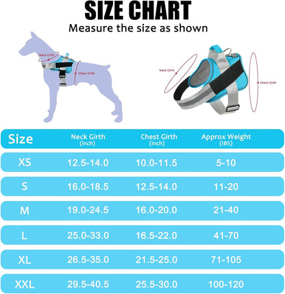 Dog Harness, No-Pull Reflective Dog Vest, Breathable Adjustable Pet Harness with Handle for Outdoor Walking - No More Pulling, Tugging or Choking (Blue, S)