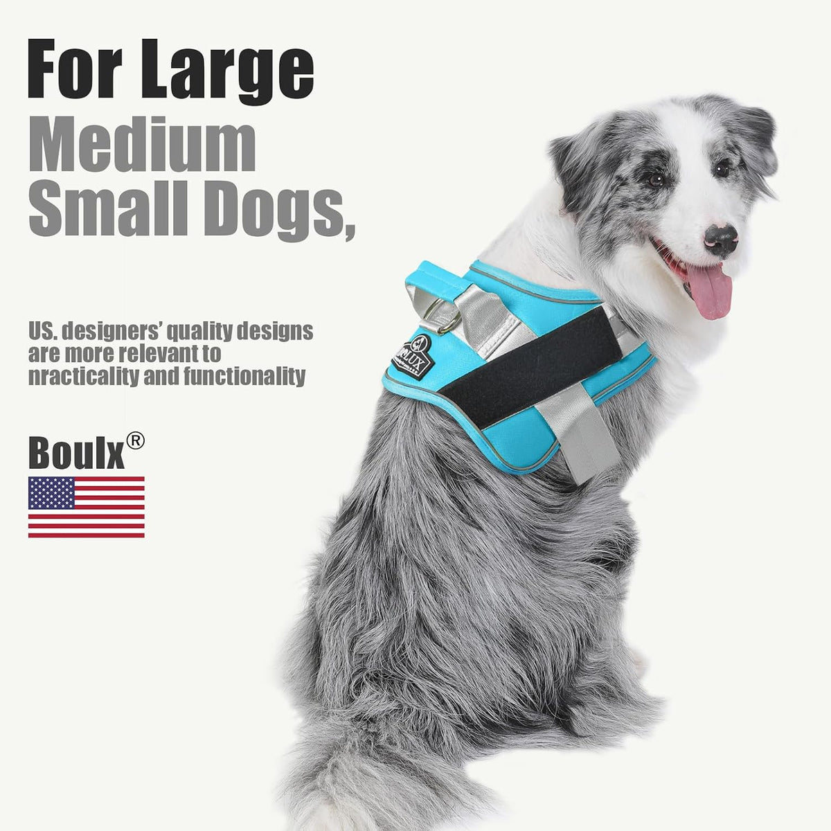 Dog Harness, No-Pull Reflective Dog Vest, Breathable Adjustable Pet Harness with Handle for Outdoor Walking - No More Pulling, Tugging or Choking (Blue, S)