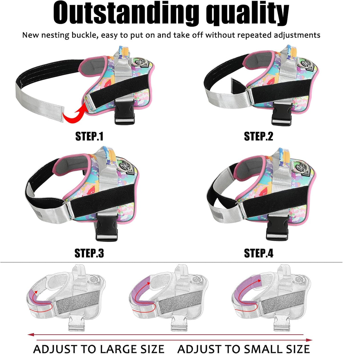 Dog Harness, No-Pull Reflective Dog Vest, Breathable Adjustable Pet Harness with Handle for Outdoor Walking - No More Pulling, Tugging or Choking (Blue, S)