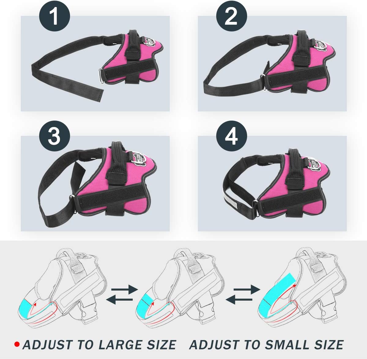 Dog Harness, No-Pull Reflective Dog Vest, Breathable Adjustable Pet Harness with Handle for Outdoor Walking - No More Pulling, Tugging or Choking (Blue, S)