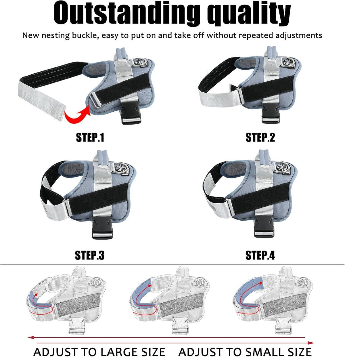 Dog Harness, No-Pull Reflective Dog Vest, Breathable Adjustable Pet Harness with Handle for Outdoor Walking - No More Pulling, Tugging or Choking (Blue, S)
