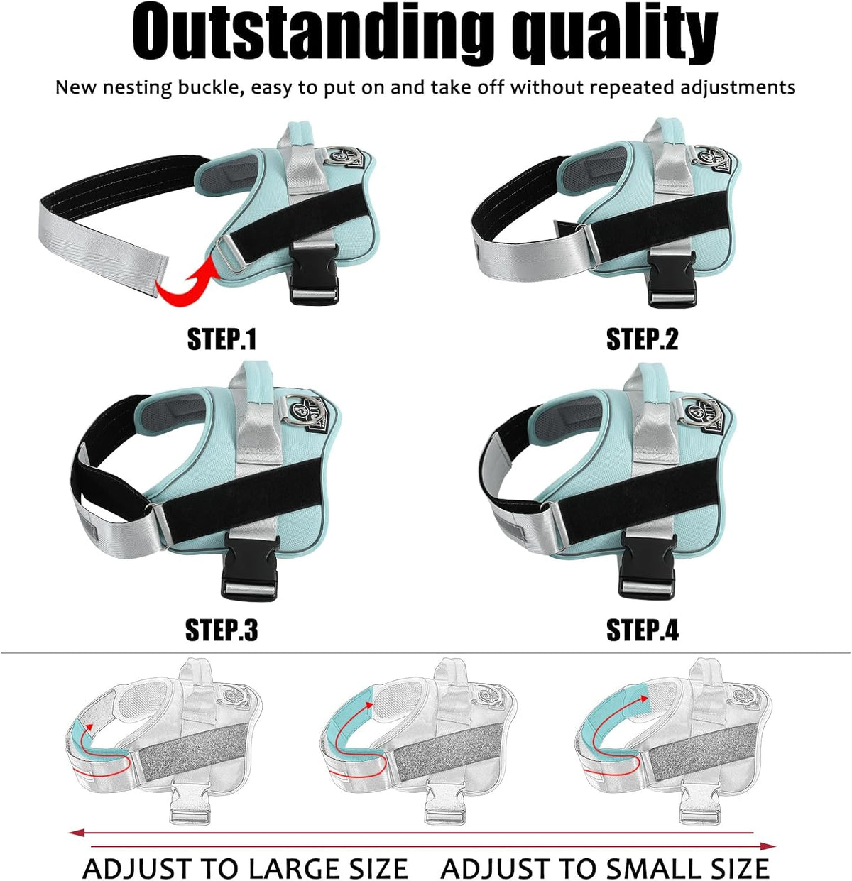 Dog Harness, No-Pull Reflective Dog Vest, Breathable Adjustable Pet Harness with Handle for Outdoor Walking - No More Pulling, Tugging or Choking (Blue, S)