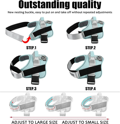 Dog Harness, No-Pull Reflective Dog Vest, Breathable Adjustable Pet Harness with Handle for Outdoor Walking - No More Pulling, Tugging or Choking (Blue, S)