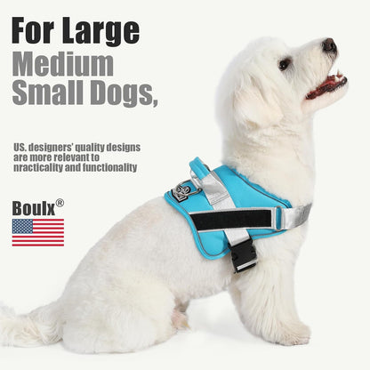 Dog Harness, No-Pull Reflective Dog Vest, Breathable Adjustable Pet Harness with Handle for Outdoor Walking - No More Pulling, Tugging or Choking (Blue, S)