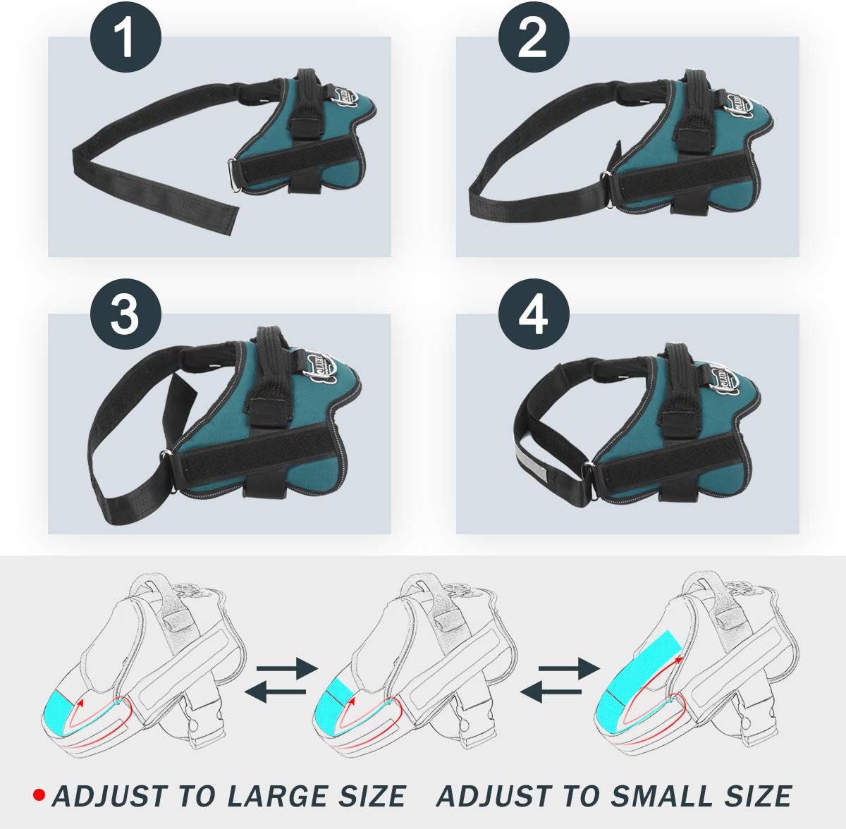 Dog Harness, No-Pull Reflective Dog Vest, Breathable Adjustable Pet Harness with Handle for Outdoor Walking - No More Pulling, Tugging or Choking (Blue, S)