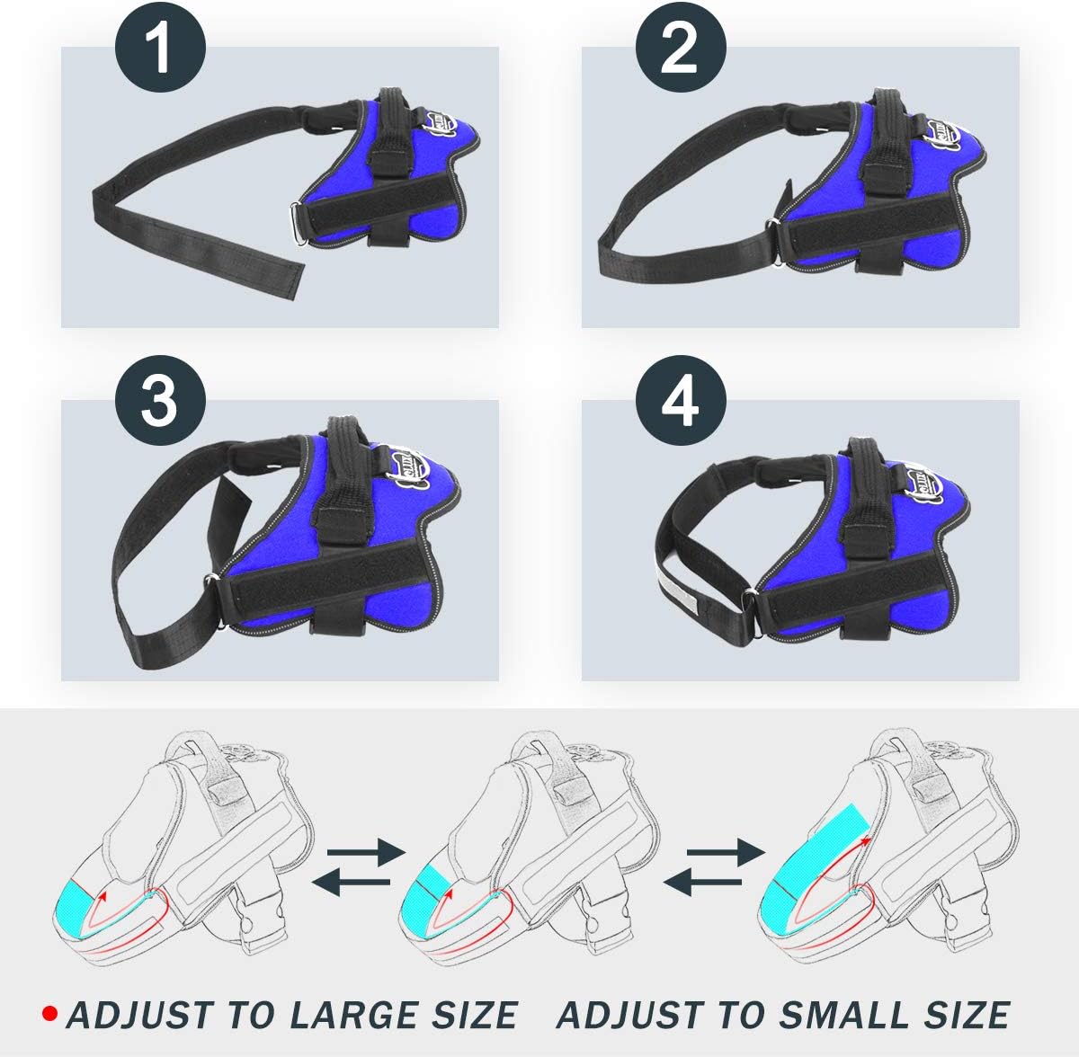 Dog Harness, No-Pull Reflective Dog Vest, Breathable Adjustable Pet Harness with Handle for Outdoor Walking - No More Pulling, Tugging or Choking (Blue, S)
