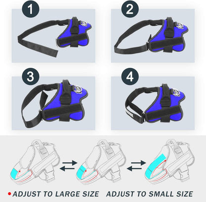 Dog Harness, No-Pull Reflective Dog Vest, Breathable Adjustable Pet Harness with Handle for Outdoor Walking - No More Pulling, Tugging or Choking (Blue, S)
