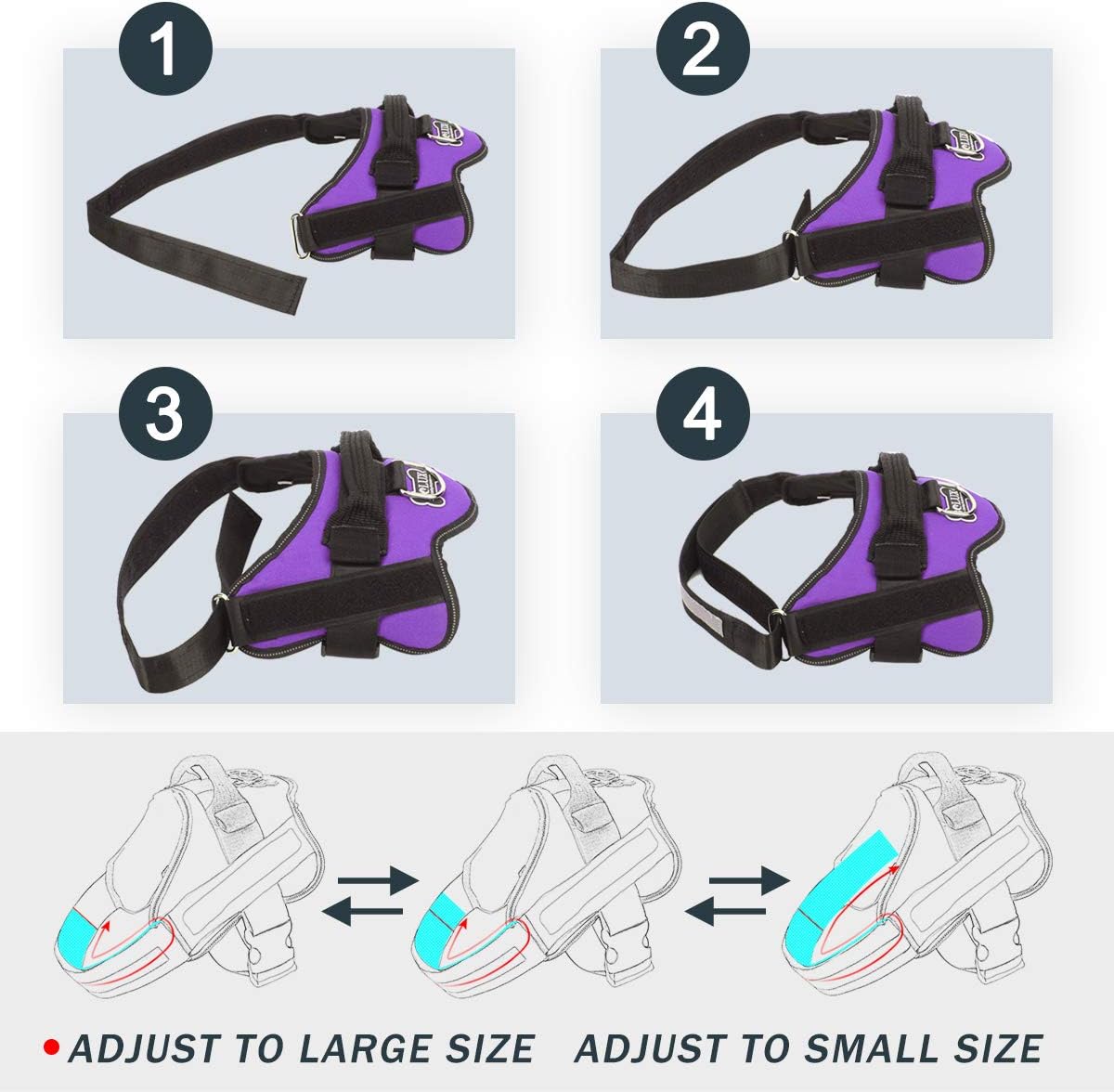 Dog Harness, No-Pull Reflective Dog Vest, Breathable Adjustable Pet Harness with Handle for Outdoor Walking - No More Pulling, Tugging or Choking (Blue, S)