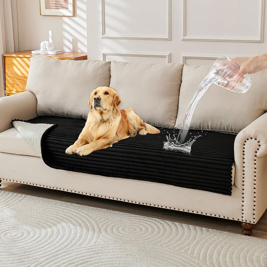 Waterproof Couch Cover for Dogs Washable,Faux Fur Pet Couch Covers for Sofa,Soft Dog Bed Cover Non-Slip Couch Covers for 3 Cushion Couch Sofa Pet Friendly (Off White, 35" x 82")