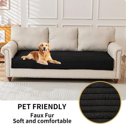 Waterproof Couch Cover for Dogs Washable,Faux Fur Pet Couch Covers for Sofa,Soft Dog Bed Cover Non-Slip Couch Covers for 3 Cushion Couch Sofa Pet Friendly (Off White, 35" x 82")