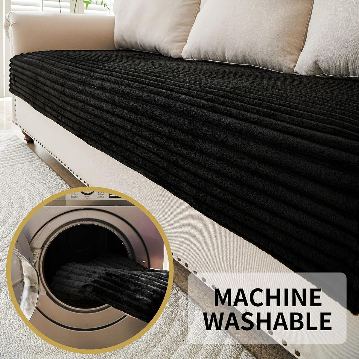 Waterproof Couch Cover for Dogs Washable,Faux Fur Pet Couch Covers for Sofa,Soft Dog Bed Cover Non-Slip Couch Covers for 3 Cushion Couch Sofa Pet Friendly (Off White, 35" x 82")