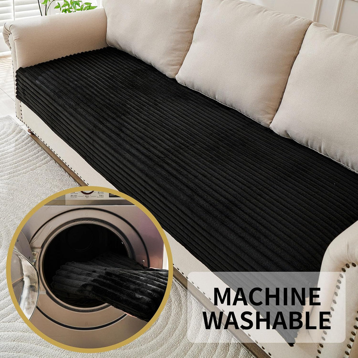 Waterproof Couch Cover for Dogs Washable,Faux Fur Pet Couch Covers for Sofa,Soft Dog Bed Cover Non-Slip Couch Covers for 3 Cushion Couch Sofa Pet Friendly (Off White, 35" x 82")