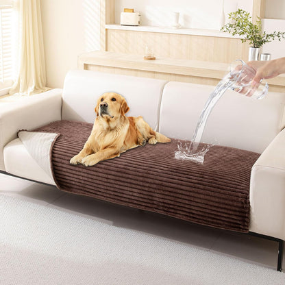 Waterproof Couch Cover for Dogs Washable,Faux Fur Pet Couch Covers for Sofa,Soft Dog Bed Cover Non-Slip Couch Covers for 3 Cushion Couch Sofa Pet Friendly (Off White, 35" x 82")