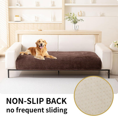 Waterproof Couch Cover for Dogs Washable,Faux Fur Pet Couch Covers for Sofa,Soft Dog Bed Cover Non-Slip Couch Covers for 3 Cushion Couch Sofa Pet Friendly (Off White, 35" x 82")