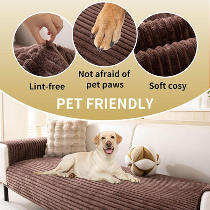 Waterproof Couch Cover for Dogs Washable,Faux Fur Pet Couch Covers for Sofa,Soft Dog Bed Cover Non-Slip Couch Covers for 3 Cushion Couch Sofa Pet Friendly (Off White, 35" x 82")