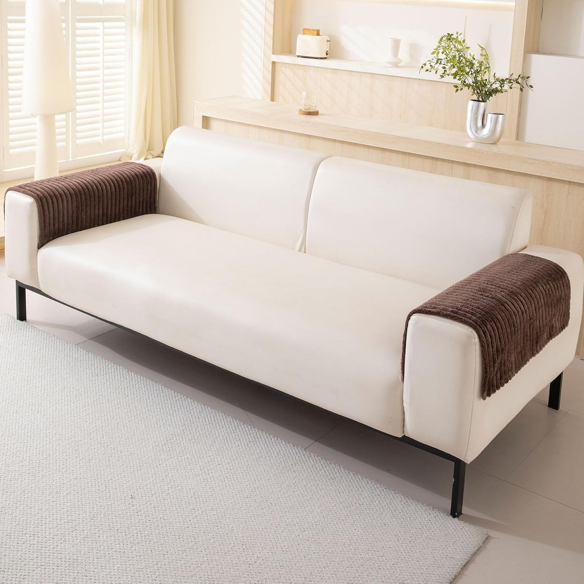 Waterproof Couch Cover for Dogs Washable,Faux Fur Pet Couch Covers for Sofa,Soft Dog Bed Cover Non-Slip Couch Covers for 3 Cushion Couch Sofa Pet Friendly (Off White, 35" x 82")