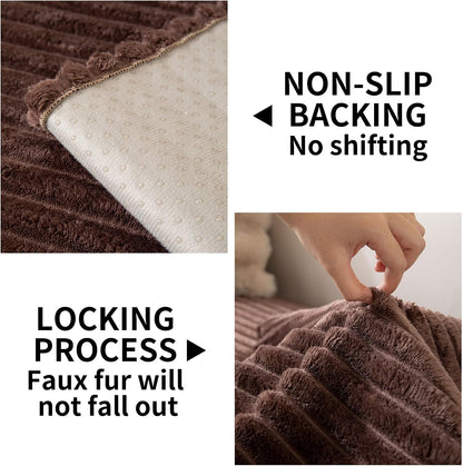 Waterproof Couch Cover for Dogs Washable,Faux Fur Pet Couch Covers for Sofa,Soft Dog Bed Cover Non-Slip Couch Covers for 3 Cushion Couch Sofa Pet Friendly (Off White, 35" x 82")