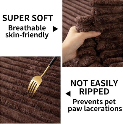 Waterproof Couch Cover for Dogs Washable,Faux Fur Pet Couch Covers for Sofa,Soft Dog Bed Cover Non-Slip Couch Covers for 3 Cushion Couch Sofa Pet Friendly (Off White, 35" x 82")