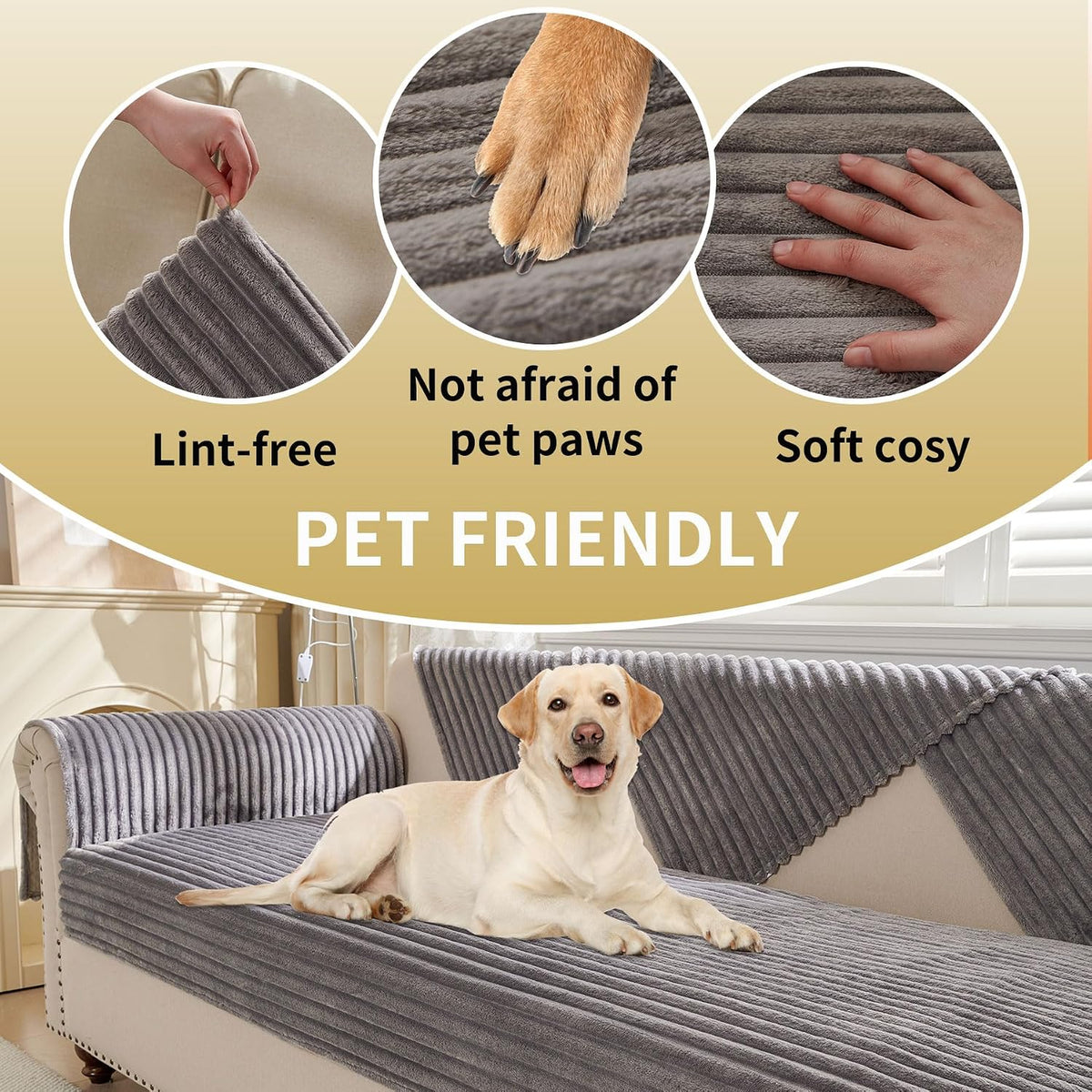 Waterproof Couch Cover for Dogs Washable,Faux Fur Pet Couch Covers for Sofa,Soft Dog Bed Cover Non-Slip Couch Covers for 3 Cushion Couch Sofa Pet Friendly (Off White, 35" x 82")