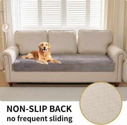 Waterproof Couch Cover for Dogs Washable,Faux Fur Pet Couch Covers for Sofa,Soft Dog Bed Cover Non-Slip Couch Covers for 3 Cushion Couch Sofa Pet Friendly (Off White, 35" x 82")
