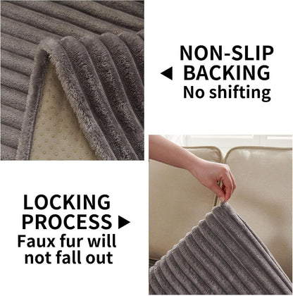 Waterproof Couch Cover for Dogs Washable,Faux Fur Pet Couch Covers for Sofa,Soft Dog Bed Cover Non-Slip Couch Covers for 3 Cushion Couch Sofa Pet Friendly (Off White, 35" x 82")