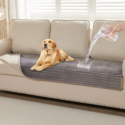 Waterproof Couch Cover for Dogs Washable,Faux Fur Pet Couch Covers for Sofa,Soft Dog Bed Cover Non-Slip Couch Covers for 3 Cushion Couch Sofa Pet Friendly (Off White, 35" x 82")
