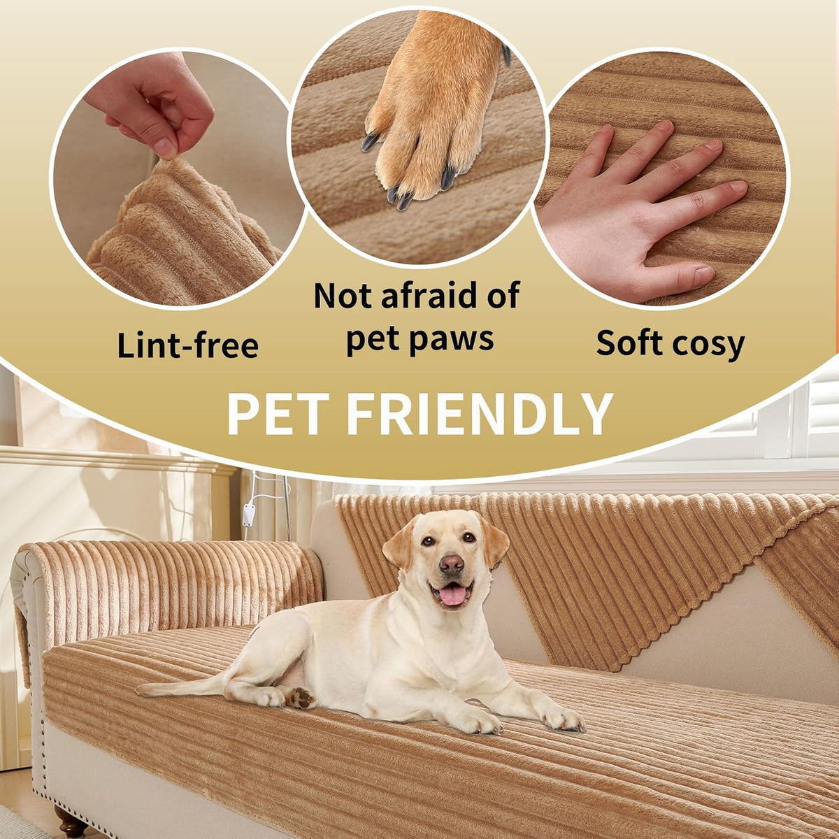 Waterproof Couch Cover for Dogs Washable,Faux Fur Pet Couch Covers for Sofa,Soft Dog Bed Cover Non-Slip Couch Covers for 3 Cushion Couch Sofa Pet Friendly (Off White, 35" x 82")