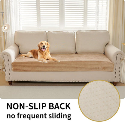 Waterproof Couch Cover for Dogs Washable,Faux Fur Pet Couch Covers for Sofa,Soft Dog Bed Cover Non-Slip Couch Covers for 3 Cushion Couch Sofa Pet Friendly (Off White, 35" x 82")