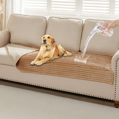 Waterproof Couch Cover for Dogs Washable,Faux Fur Pet Couch Covers for Sofa,Soft Dog Bed Cover Non-Slip Couch Covers for 3 Cushion Couch Sofa Pet Friendly (Off White, 35" x 82")