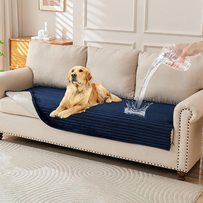 Waterproof Couch Cover for Dogs Washable,Faux Fur Pet Couch Covers for Sofa,Soft Dog Bed Cover Non-Slip Couch Covers for 3 Cushion Couch Sofa Pet Friendly (Off White, 35" x 82")