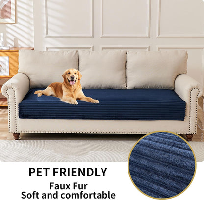 Waterproof Couch Cover for Dogs Washable,Faux Fur Pet Couch Covers for Sofa,Soft Dog Bed Cover Non-Slip Couch Covers for 3 Cushion Couch Sofa Pet Friendly (Off White, 35" x 82")