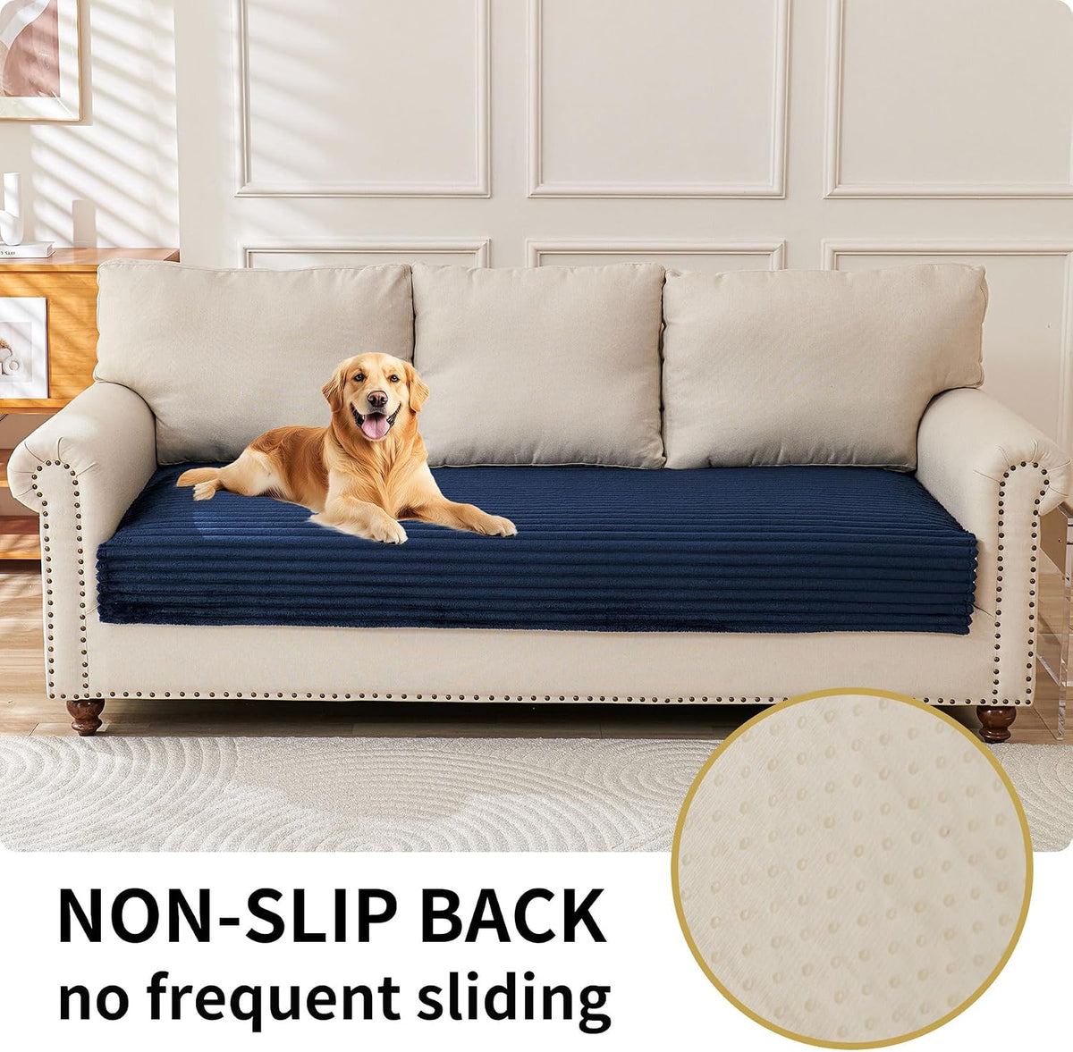 Waterproof Couch Cover for Dogs Washable,Faux Fur Pet Couch Covers for Sofa,Soft Dog Bed Cover Non-Slip Couch Covers for 3 Cushion Couch Sofa Pet Friendly (Off White, 35" x 82")