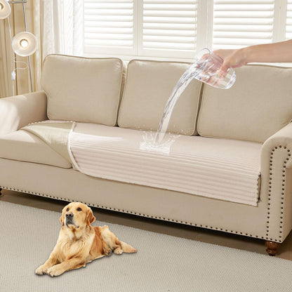 Waterproof Couch Cover for Dogs Washable,Faux Fur Pet Couch Covers for Sofa,Soft Dog Bed Cover Non-Slip Couch Covers for 3 Cushion Couch Sofa Pet Friendly (Off White, 35" x 82")