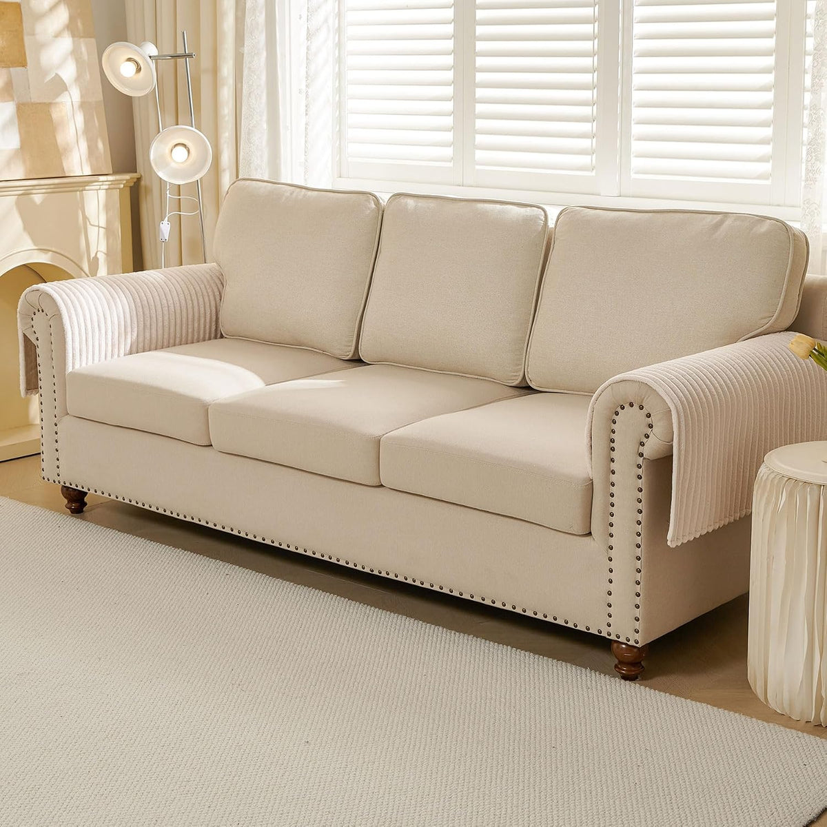 Waterproof Couch Cover for Dogs Washable,Faux Fur Pet Couch Covers for Sofa,Soft Dog Bed Cover Non-Slip Couch Covers for 3 Cushion Couch Sofa Pet Friendly (Off White, 35" x 82")